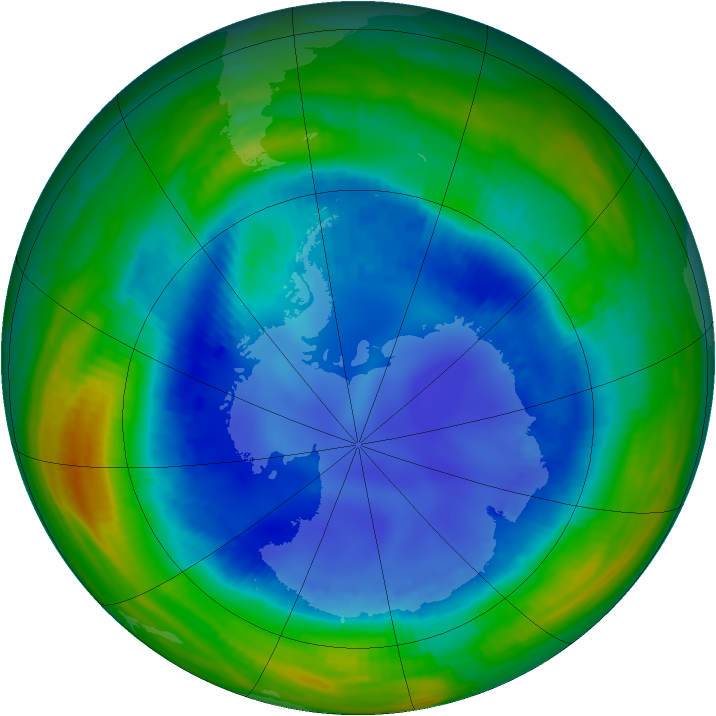 Antarctic ozone map for 18 August 1998
